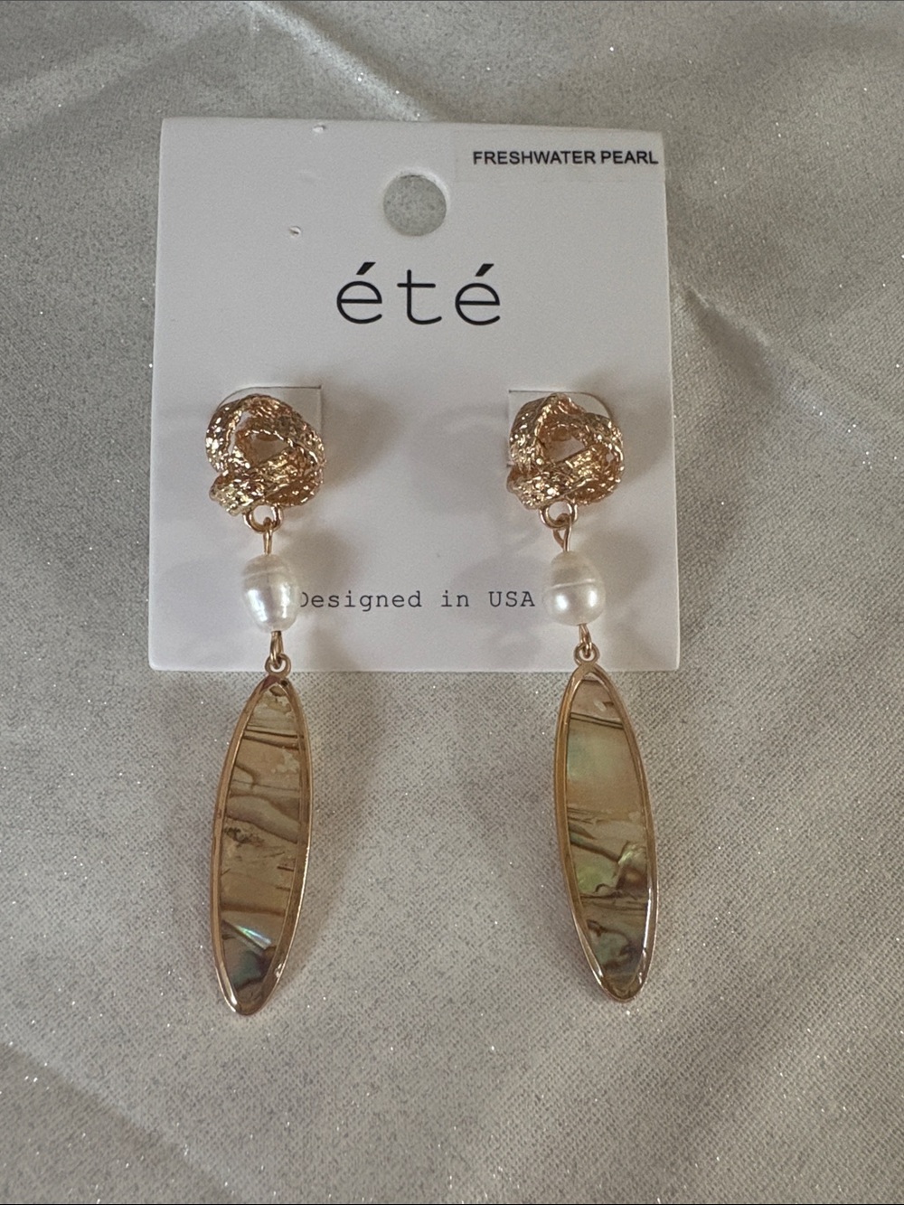 été Gold-Tone Abalone and Pearl Drop Earrings